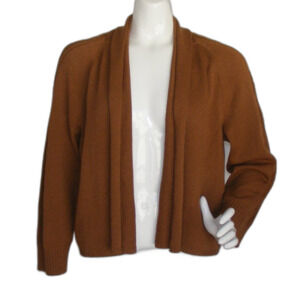 ST.JOHN SPORT Sweater, XL, Brown Knit, Long sleeve, Open front, Textured sleeve